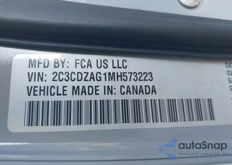 2021 Dodge Challenger Sxt z USA, uszkodzony, nr VIN 2C3CDZAG1MH573223